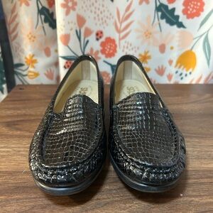 SAS Tripad Comfort Foot Bed Simplify Black Croc Loafer Women’s Shoes 5.5 W
